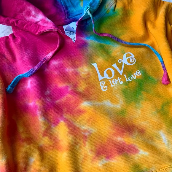 Love & Let Love Tie Dye Hoodie Sweatshirt Medium - Picture 3 of 4
